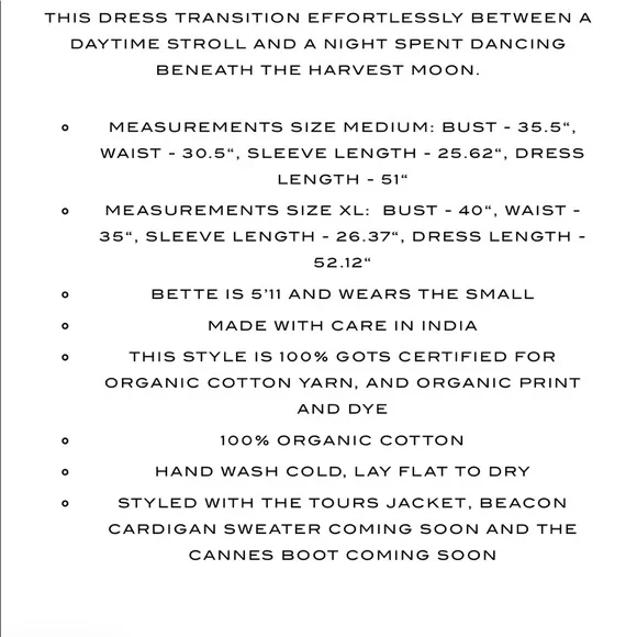 Doen NWT Catania dress calico canyon bloom organic cotton dress - Picture 6 of 7